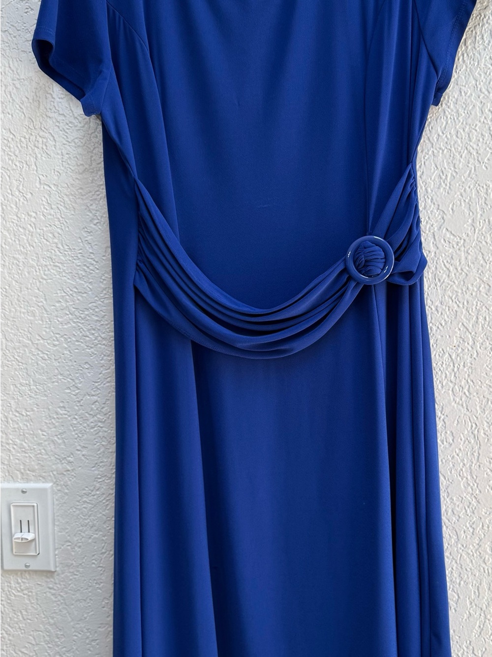 Perceptions Cobalt Blue Maxi Dress with Draped Ring Detail